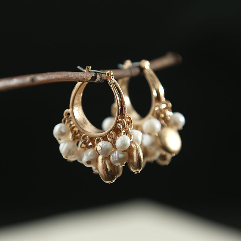 New Pearl Earrings Round Boho