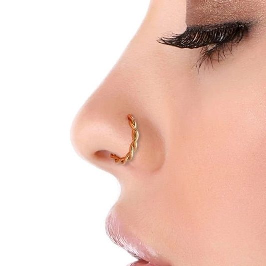 Creative Plated 14k Twisted Wire Nose Stud Jewelry