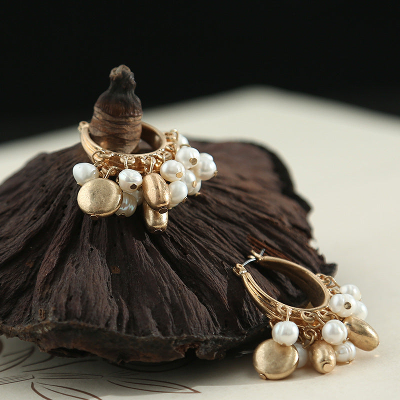 New Pearl Earrings Round Boho
