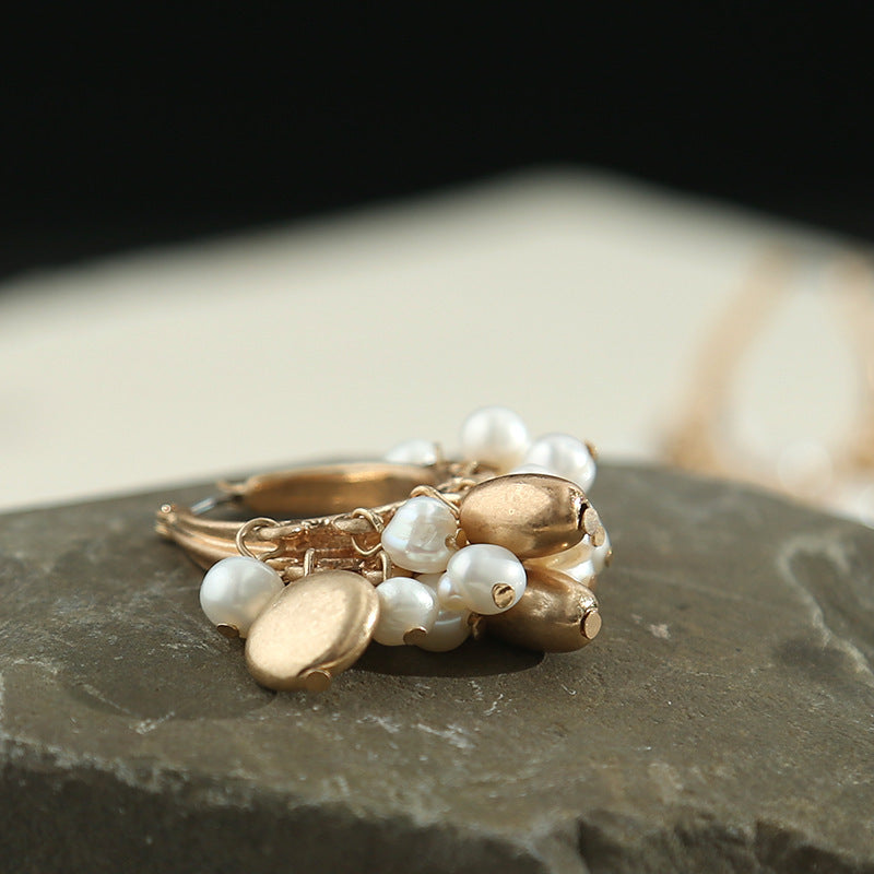 New Pearl Earrings Round Boho